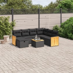 Salon de jardin avec coussins 7 pcs gris résine tressée 499461499461