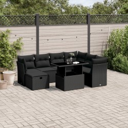 Salon de jardin avec coussins 7 pcs gris résine tressée 499468499468