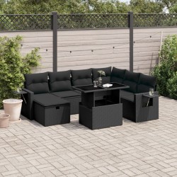 Salon de jardin avec coussins 7 pcs gris résine tressée 499475499475