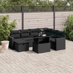 Salon de jardin avec coussins 7 pcs gris résine tressée 499477499477