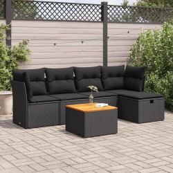 Salon de jardin avec coussins 7 pcs gris résine tressée 499484499484