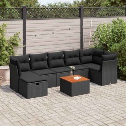 Salon de jardin avec coussins 7 pcs gris résine tressée 499490499490