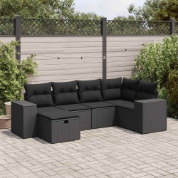 Salon de jardin avec coussins 7 pcs gris résine tressée 499495499495