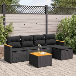 Salon de jardin avec coussins 7 pcs gris résine tressée 499500499500