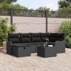 Salon de jardin avec coussins 6 pcs gris résine tressée acacia 499593499593