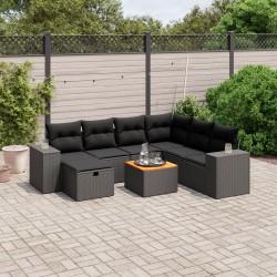 Salon de jardin avec coussins 7 pcs gris résine tressée 499620499620