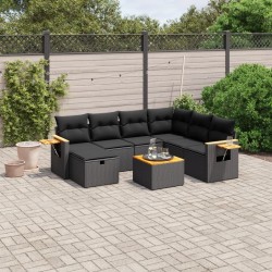 Salon de jardin avec coussins 7 pcs gris résine tressée 499624499624