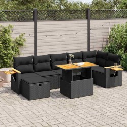 Salon de jardin avec coussins 7 pcs gris résine tressée 499640499640