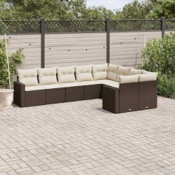 Ensemble de canapé de jardin avec coussin 10 pcs Noir et crème 499689499689