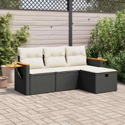 Salon de jardin 7 pcs avec coussins blanc bois de pin massif 499692499692