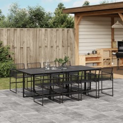 Ensemble de canapé de jardin 13 pcs Noir Poly rotin 499702499702