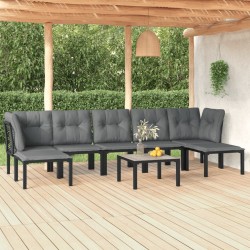 Ensemble de canapé de jardin avec coussin Noir polyrotin 499784499784
