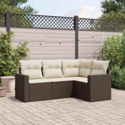 Ensemble de canapé de jardin avec coussin 9 pcs Noir Poly rotin 499798499798