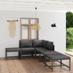 Ensemble de canapé de jardin avec coussin 9 pcs Noir polyrotin 499799499799