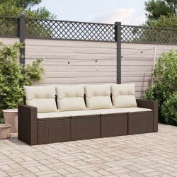 Ensemble de canapé de jardin avec coussin 9 pcs Noir Poly rotin 499803499803