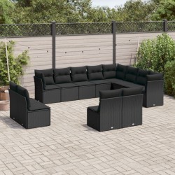Ensemble de canapé de jardin avec coussin 9 pcs Noir 499805499805