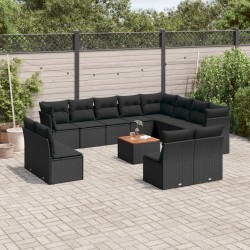 Ensemble de Canapés avec coussin 6 pcs Noir polyrotin 499826499826