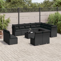 Ensemble de Canapés avec coussin 4 pcs Noir polyrotin 499829499829