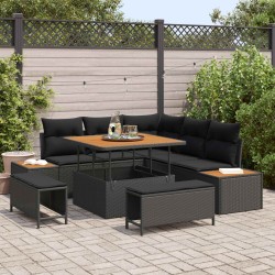 Salon de jardin avec coussins 14 pcs gris résine tressée 500263500263