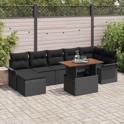 Salon de jardin avec coussins 14 pcs noir résine tressée 500265500265