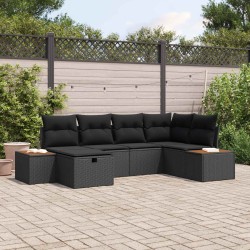 Salon de jardin avec coussins 14 pcs noir résine tressée 500277500277