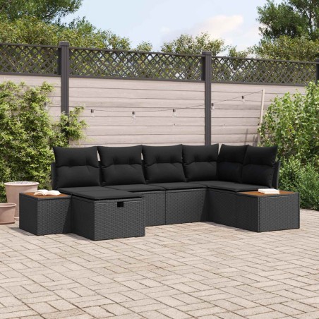 Salon de jardin avec coussins 14 pcs noir résine tressée 500277500277