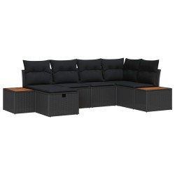 Salon de jardin avec coussins 14 pcs noir résine tressée 500277500277