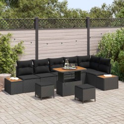 Salon de jardin avec coussins 14 pcs noir résine tressée 500352500352