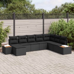 Salon de jardin avec coussins 14 pcs noir résine tressée 500353500353