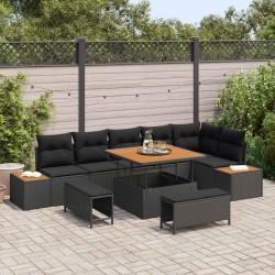 Salon de jardin avec coussins 14 pcs noir résine tressée 500357500357