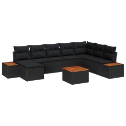 Salon de jardin avec coussins 14 pcs noir résine tressée 500359500359