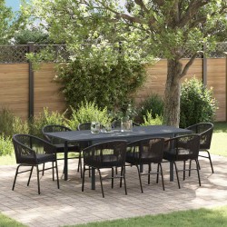Salon de jardin 6 pcs avec coussins noir résine tressée 500522500522