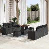 Salon de jardin 6 pcs avec coussins noir résine tressée 500546500546