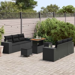Salon de jardin 6 pcs avec coussins noir résine tressée 500546500546