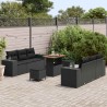 Salon de jardin 6 pcs avec coussins noir résine tressée 500546500546