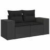 Salon de jardin 6 pcs avec coussins noir résine tressée 500546500546