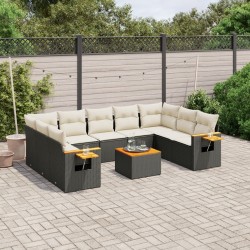 Salon de jardin 6 pcs avec coussins noir résine tressée 500617500617