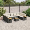 Salon de jardin 6 pcs avec coussins noir résine tressée 500617500617