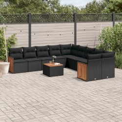 Ensemble à manger de jardin 13 pcs coussins noir résine tressée 500761500761