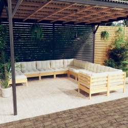 Salon de jardin avec coussins 3 pcs beige résine tressée 500762500762
