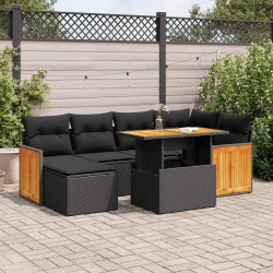 Salon de jardin 8 pcs avec coussins marron résine tressée 500780500780