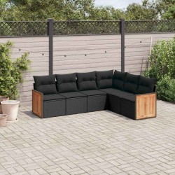 Ensemble de canapé de jardin avec coussin 11 pcs Noir polyrotin 500802500802