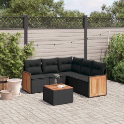 Ensemble de bistro de jardin 9 pcs coussins noir poly rotin 500826500826