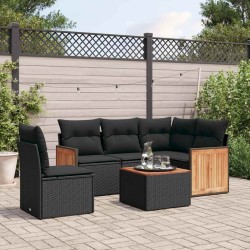 Ensemble de canapé de jardin avec coussin 10 pcs Noir polyrotin 500827500827