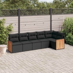 Ensemble de canapé de jardin avec coussin 11 pcs Noir polyrotin 500828500828