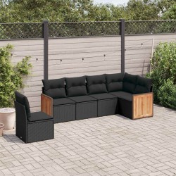 Ensemble de canapé de jardin avec coussin 6 pcs Noir polyrotin 500829500829