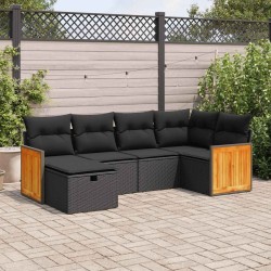 Ensemble de canapé de jardin avec coussin 8 pcs Noir Poly rotin 500845500845