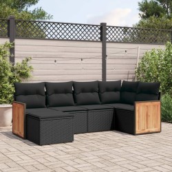 Ensemble de canapé de jardin avec coussin 6 pcs Noir polyrotin 500856500856