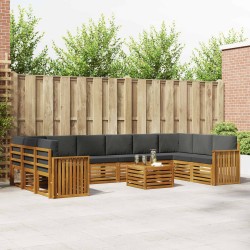 Ensemble à manger de jardin et coussins 9 pcs marron poly rotin 501269501269