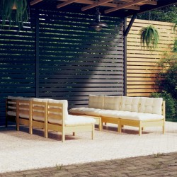 Salon de jardin 6 pcs avec coussins noir résine tressée acacia 501344501344